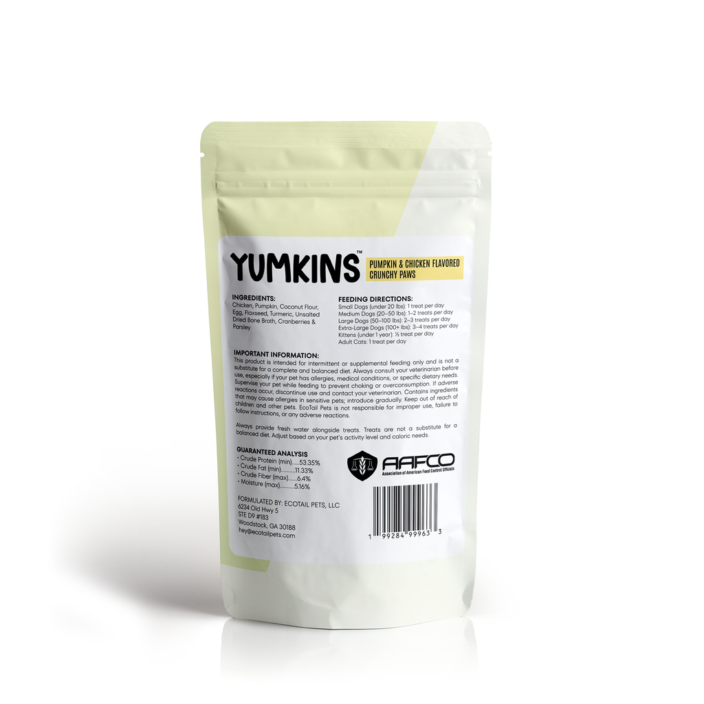Yumkins™: Pumpkin & Chicken Flavored Paws (Dogs & Cats) – Small Size Single Pouch - 2.1oz